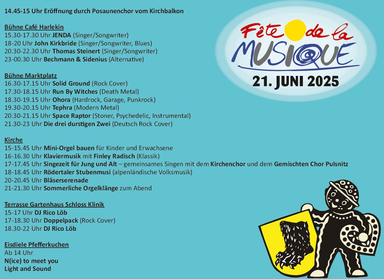 Programm Fête de la Musique 21. Juni 2025